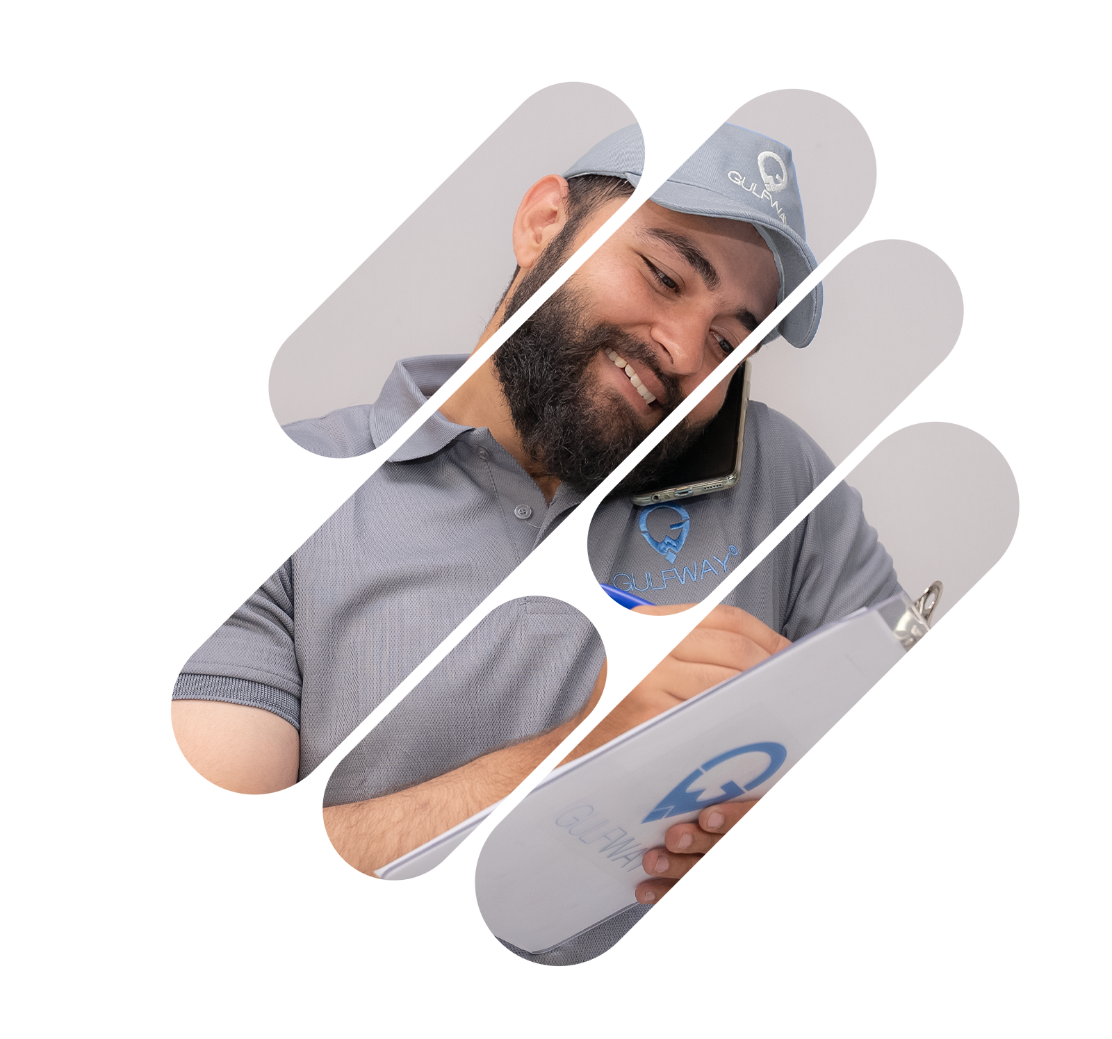 Rider is getting details from customer of Gulf Way Leading Delivery Solutions Dubai UAE